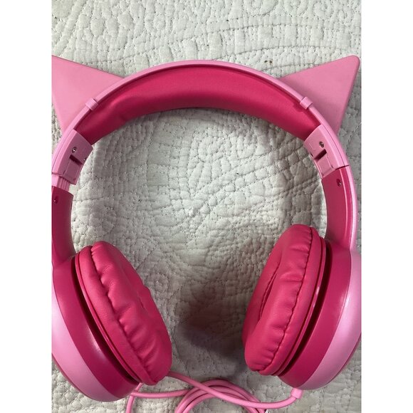 Kids Pink Cat Ear Wired Headphones* Gorsun Adj Headband Soft Cushions 3.5mm Jack - Picture 2 of 6